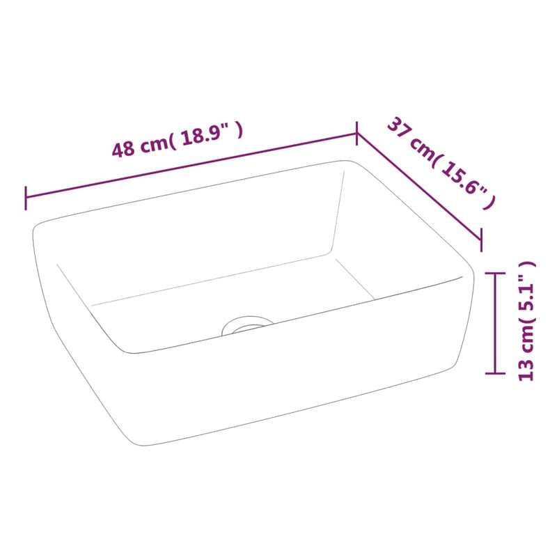 Wash Basin White 48x37x13 cm Ceramic Rectangle Payday Deals