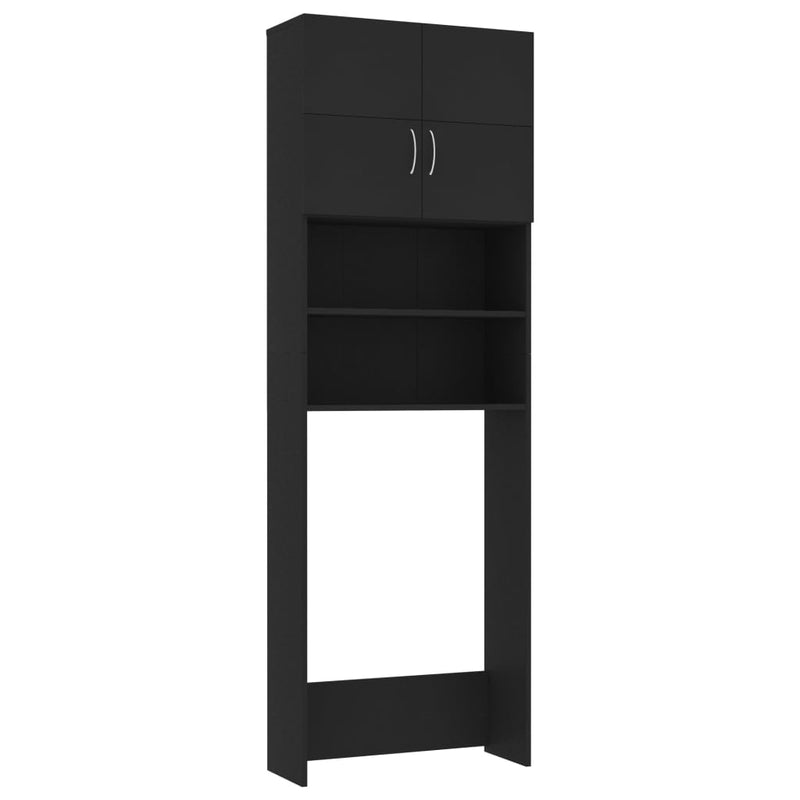 Washing Machine Cabinet Black 64x25.5x190 cm Engineered Wood Payday Deals