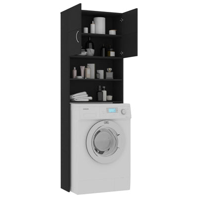 Washing Machine Cabinet Black 64x25.5x190 cm Engineered Wood Payday Deals