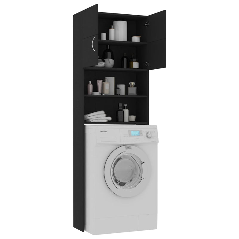 Washing Machine Cabinet Black 64x25.5x190 cm Engineered Wood Payday Deals