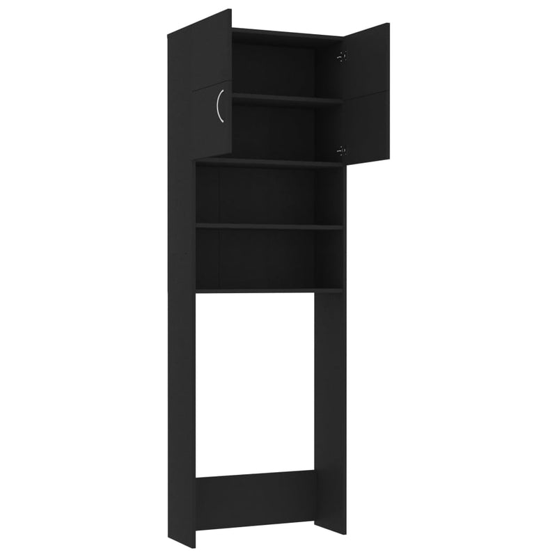 Washing Machine Cabinet Black 64x25.5x190 cm Engineered Wood Payday Deals