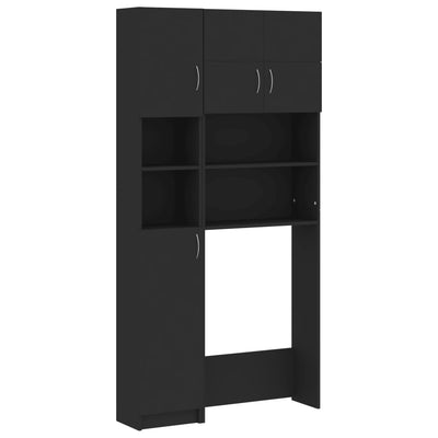 Washing Machine Cabinet Set Black Engineered Wood Payday Deals