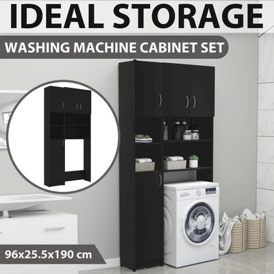 Washing Machine Cabinet Set Black Engineered Wood Payday Deals