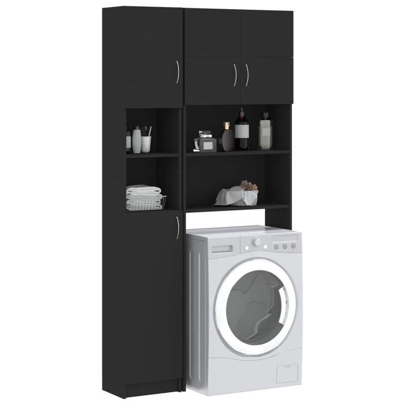 Washing Machine Cabinet Set Black Engineered Wood Payday Deals