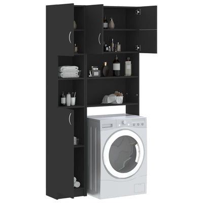 Washing Machine Cabinet Set Black Engineered Wood Payday Deals