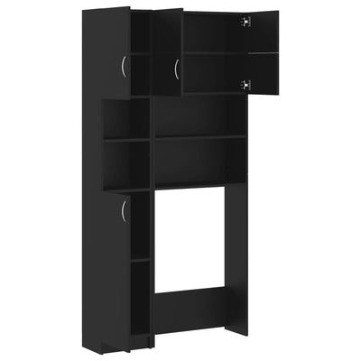 Washing Machine Cabinet Set Black Engineered Wood Payday Deals