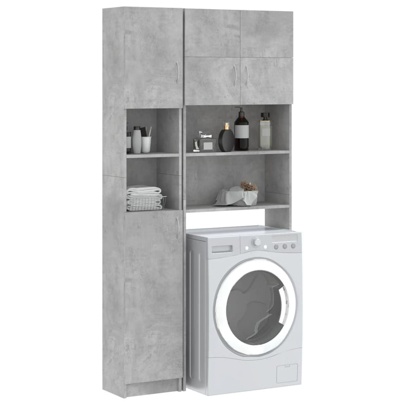 Washing Machine Cabinet Set Concrete Grey Engineered Wood Payday Deals