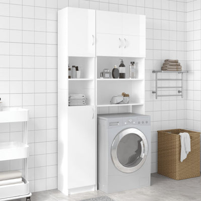 Washing Machine Cabinet Set High Gloss White Engineered Wood Payday Deals