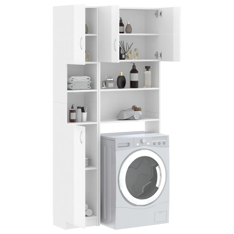 Washing Machine Cabinet Set High Gloss White Engineered Wood Payday Deals