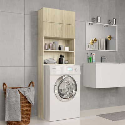 Washing Machine Cabinet Sonoma Oak 64x25.5x190 cm Engineered Wood Payday Deals