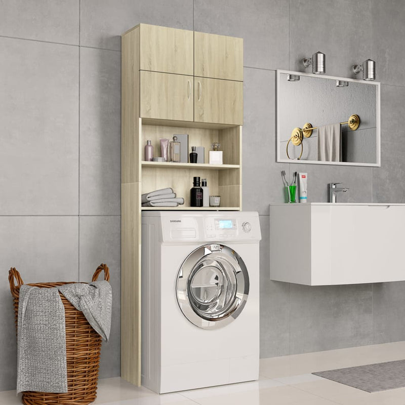 Washing Machine Cabinet Sonoma Oak 64x25.5x190 cm Engineered Wood Payday Deals
