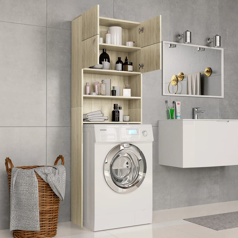 Washing Machine Cabinet Sonoma Oak 64x25.5x190 cm Engineered Wood Payday Deals