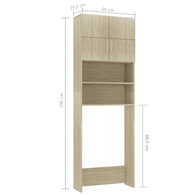 Washing Machine Cabinet Sonoma Oak 64x25.5x190 cm Engineered Wood Payday Deals