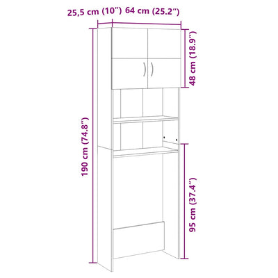 Washing Machine Cabinet Sonoma Oak 64x25.5x190 cm Engineered Wood Payday Deals
