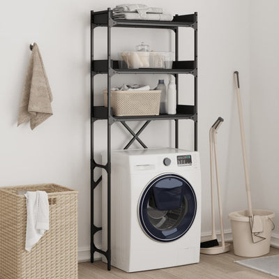 Washing Machine Shelf Black 67x25x163 cm Engineered Wood Payday Deals