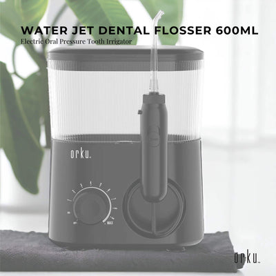 Water Jet Dental Flosser 600ml Black - Electric Oral Pressure Tooth Irrigator Payday Deals