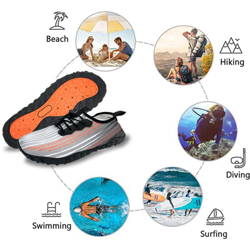 Water Shoes for Men and Women Soft Breathable Slip-on Aqua Shoes Aqua Socks for Swim Beach Pool Surf Yoga (Grey Size US 10.5) Payday Deals