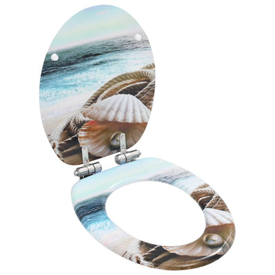 WC Toilet Seat with Soft Close Lid MDF Muschel Design Payday Deals