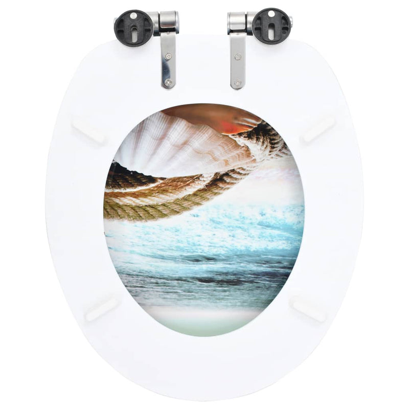 WC Toilet Seat with Soft Close Lid MDF Muschel Design Payday Deals