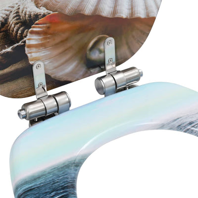 WC Toilet Seat with Soft Close Lid MDF Muschel Design Payday Deals