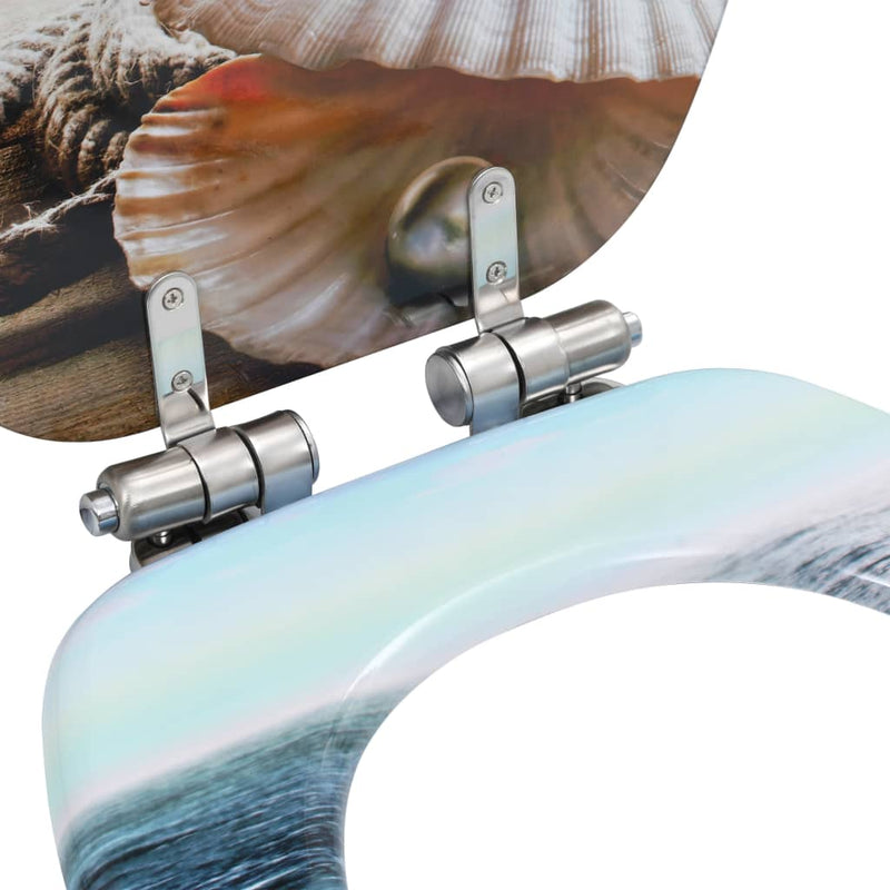 WC Toilet Seat with Soft Close Lid MDF Muschel Design Payday Deals