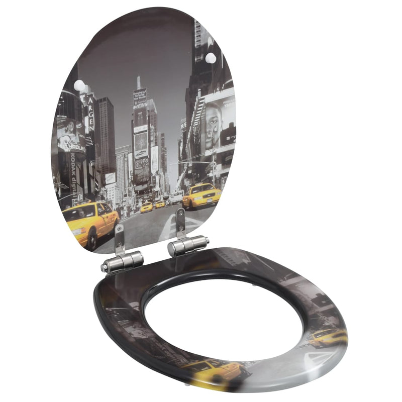 WC Toilet Seats 2 pcs with Soft Close Lids MDF New York Design Payday Deals