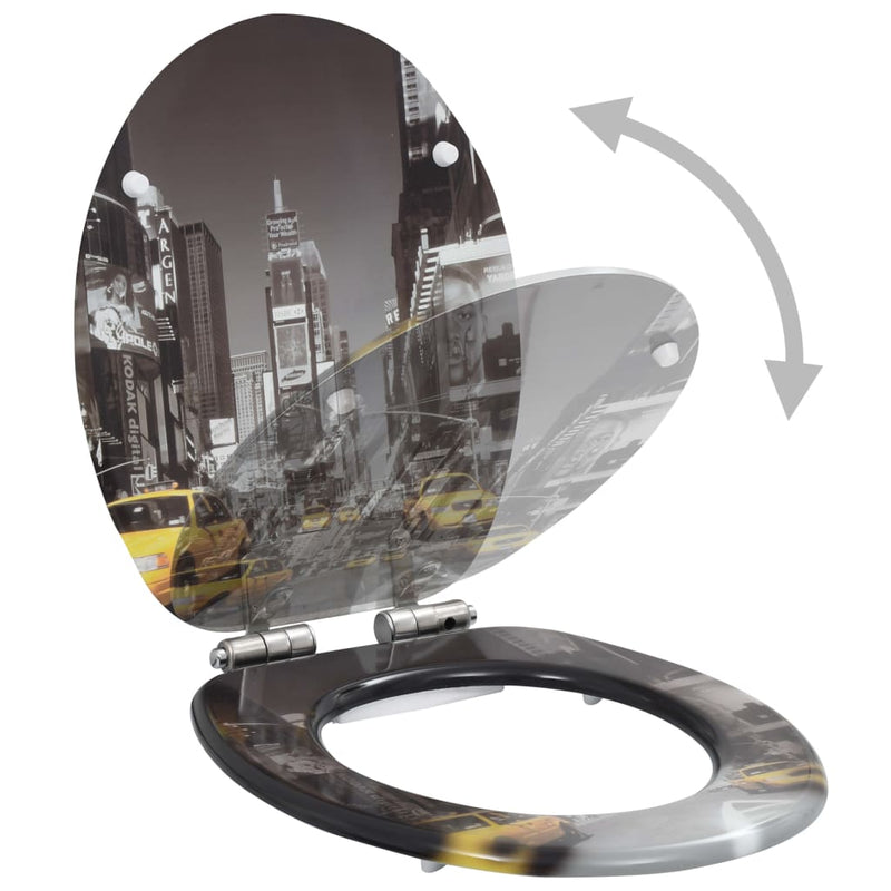 WC Toilet Seats 2 pcs with Soft Close Lids MDF New York Design Payday Deals