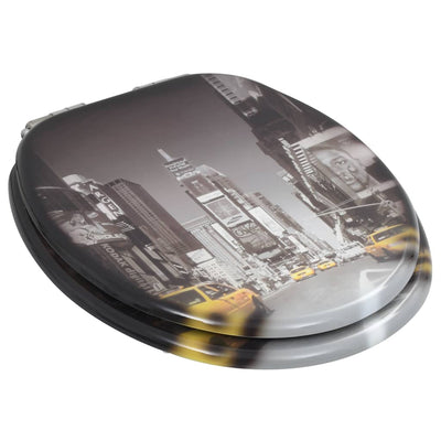WC Toilet Seats 2 pcs with Soft Close Lids MDF New York Design Payday Deals