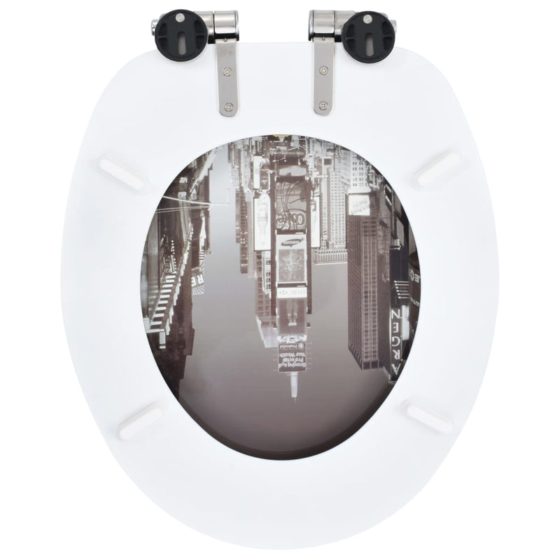 WC Toilet Seats 2 pcs with Soft Close Lids MDF New York Design Payday Deals