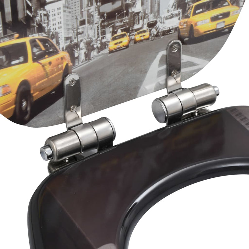 WC Toilet Seats 2 pcs with Soft Close Lids MDF New York Design Payday Deals