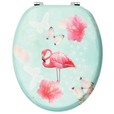 WC Toilet Seats with Lid 2 pcs MDF Flamingo Design Payday Deals