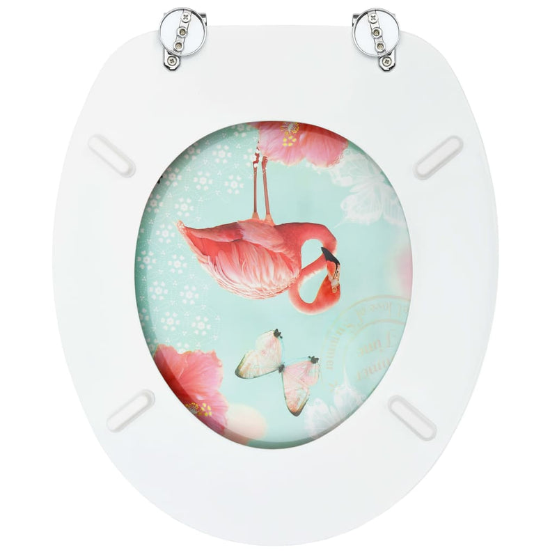 WC Toilet Seats with Lid 2 pcs MDF Flamingo Design Payday Deals