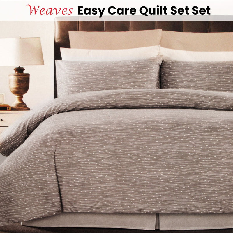 Weaves Coffee Easy Care Quilt Cover Set Single Payday Deals