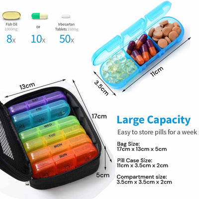 Weekly Pill Organizer 3 Times a Day Pill Box Daily Pill Case Vitamin, Medicine Case Payday Deals