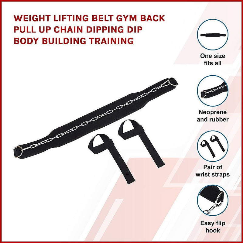 Weight Lifting Belt Gym Back Pull Up Chain Dipping Dip Body Building Training Payday Deals