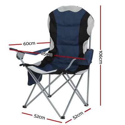 Weisshorn 2X Camping Chairs Folding Arm Chair Portable Camping Garden Fishing Payday Deals