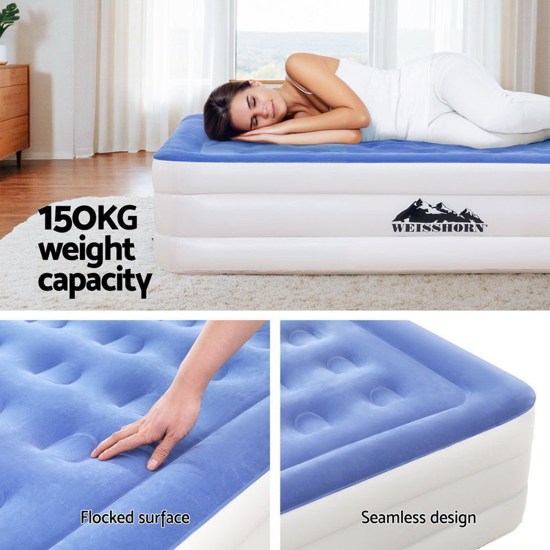 Weisshorn Air Mattress Single Inflatable Bed 46cm Cube Airbed Payday Deals