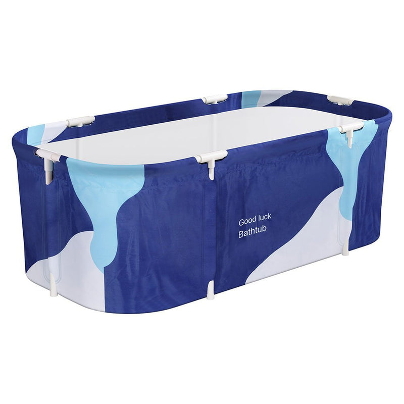 Weisshorn Foldable Bathtub PVC Spa Bucket Inflatable Cushion 134x65cm Navy Blue Payday Deals