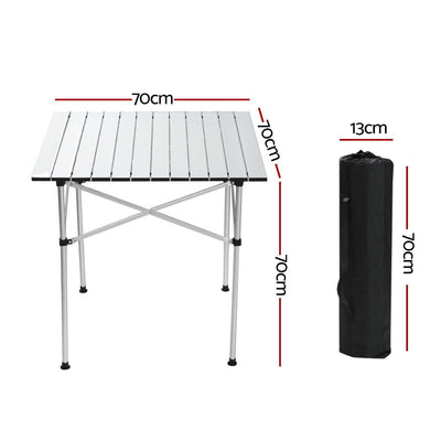 Weisshorn Roll Up Camping Table Foldable Portable Picnic Garden BBQ Desk 70CM Payday Deals