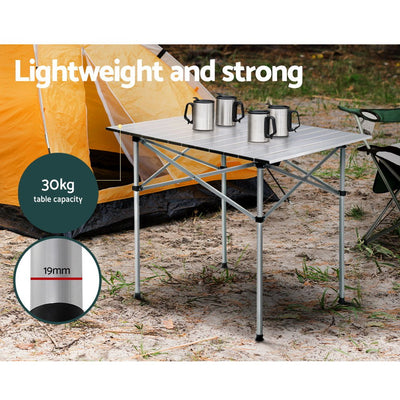 Weisshorn Roll Up Camping Table Foldable Portable Picnic Garden BBQ Desk 70CM Payday Deals