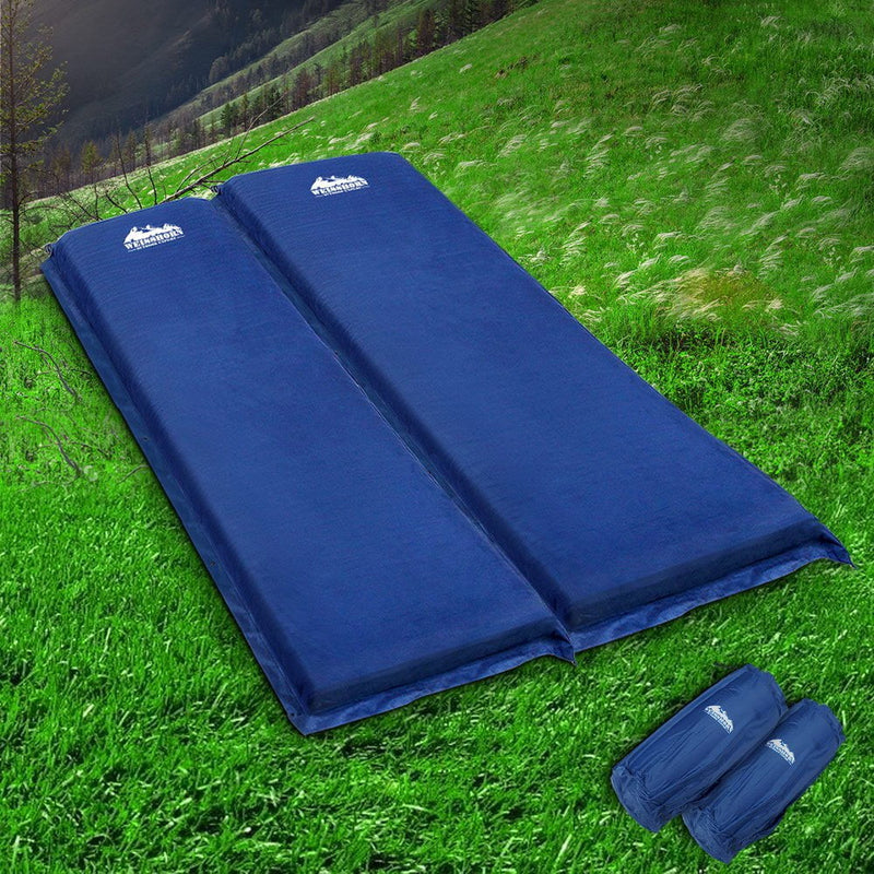 Weisshorn Self Inflating Mattress Camping Sleeping Mat Air Bed Pad Double Navy 10CM Thick Payday Deals
