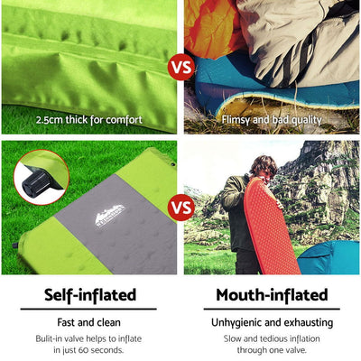 Weisshorn Self Inflating Mattress Camping Sleeping Mat Air Bed Pad Single Green Payday Deals