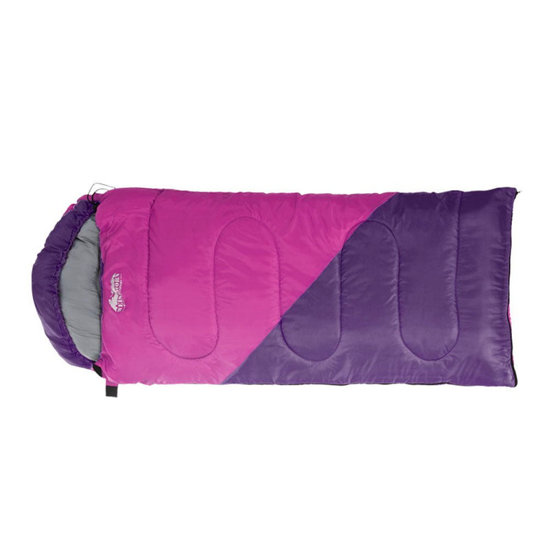 Weisshorn Sleeping Bag Bags Kid 172cm Camping Hiking Thermal Pink Payday Deals