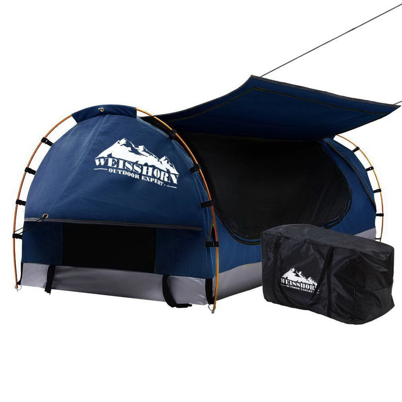 Weisshorn Swag King Single Camping Canvas Free Standing Swags Blue Dome Tent Payday Deals