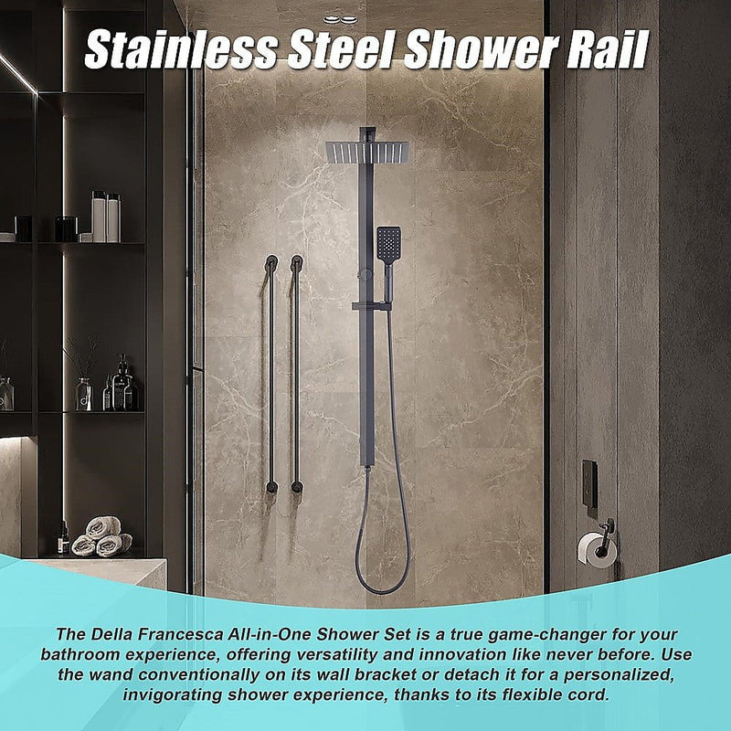 WELS 10" Rain Shower Head Set Square Dual Heads High Pressure with Handheld in Black Payday Deals