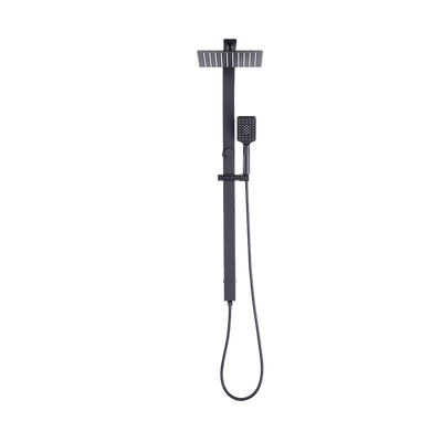 WELS 10" Rain Shower Head Set Square Dual Heads High Pressure with Handheld in Black Payday Deals