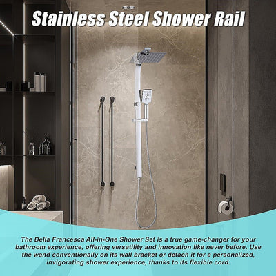 WELS 10" Rain Shower Head Set Square Dual Heads High Pressure with Handheld in Chrome Payday Deals