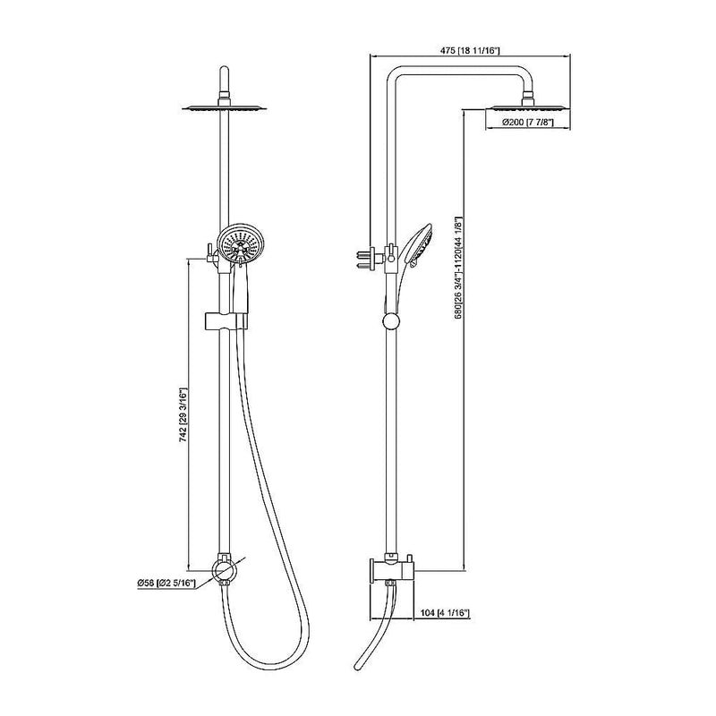 WELS 8" Rain Shower Head Set Rounded Dual Heads Faucet High Pressure Hand Held Payday Deals