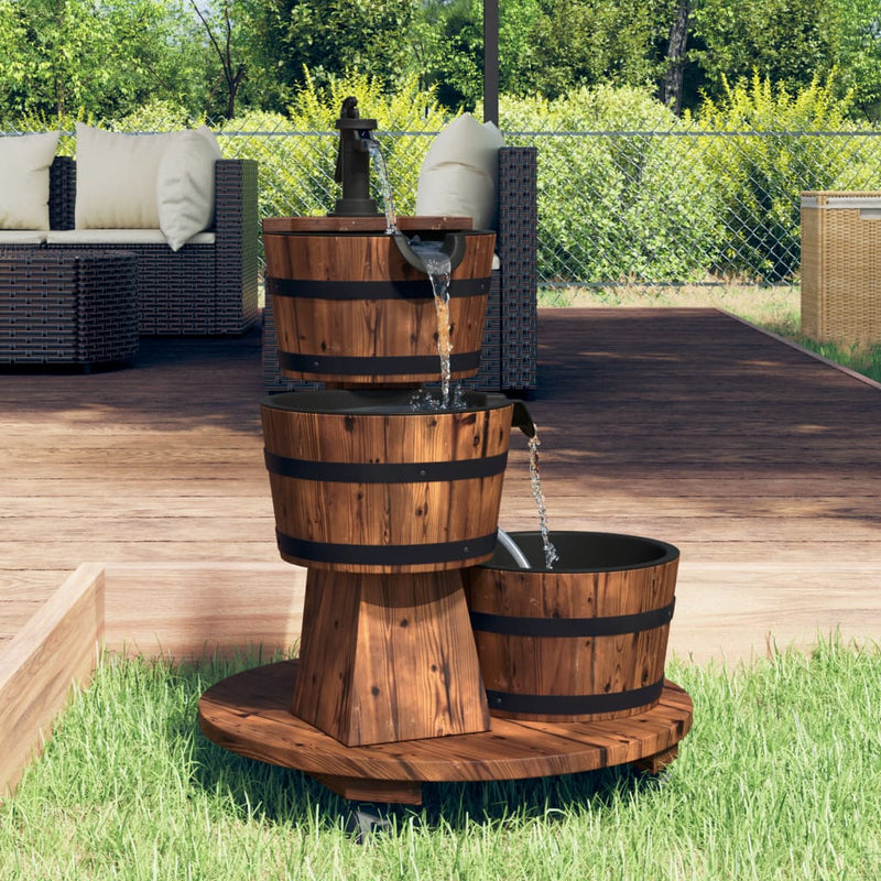 Wheeled Water Fountain with Pump 55x55x80 cm Solid Wood Fir Payday Deals