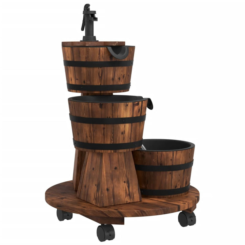 Wheeled Water Fountain with Pump 55x55x80 cm Solid Wood Fir Payday Deals